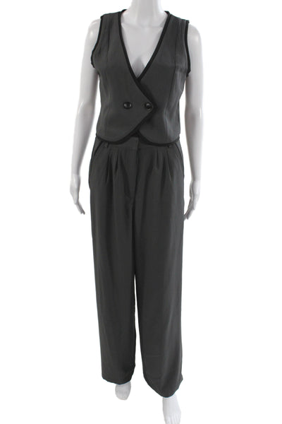Edit by Nine Women Two Piece Set Gray V-Neck Sleeveless 100% Polyester Size M