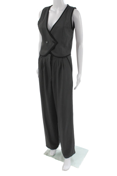 Edit by Nine Women Two Piece Set Gray V-Neck Sleeveless 100% Polyester Size M