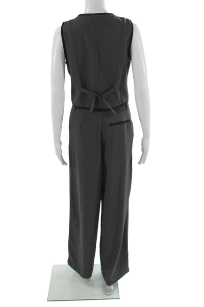 Edit by Nine Women Two Piece Set Gray V-Neck Sleeveless 100% Polyester Size M