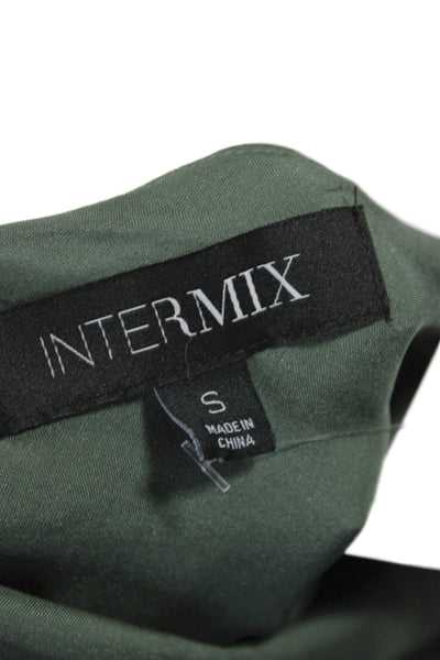 Intermix Women Green Silk One Piece Bodysuit V-Neck Sleeveless Size S