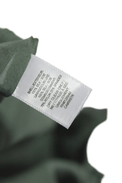 Intermix Women Green Silk One Piece Bodysuit V-Neck Sleeveless Size S