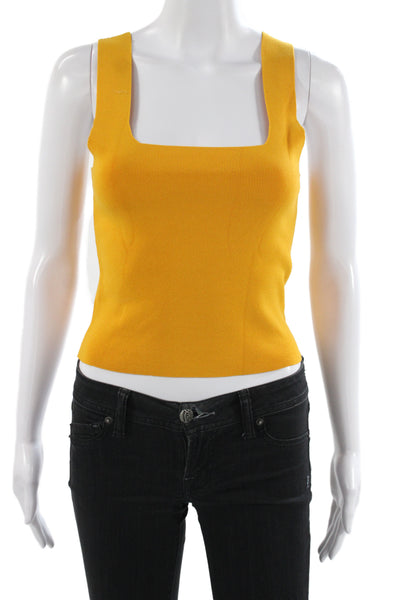 525 Womens Yellow Basic Tank Square Neck Viscose Size XS