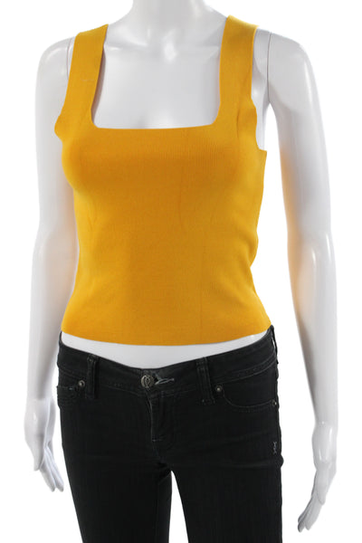 525 Womens Yellow Basic Tank Square Neck Viscose Size XS