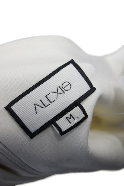 Alexis Womens Cropped White High Neck Long Sleeve Blouse Button Size M