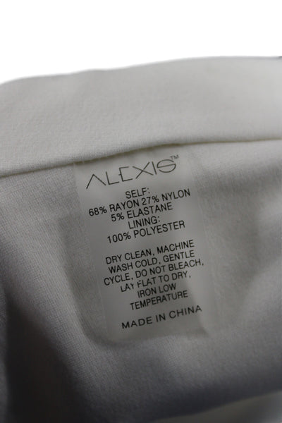Alexis Womens Cropped White High Neck Long Sleeve Blouse Button Size M
