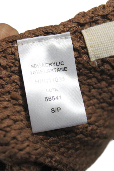 Elan Women Cropped Halter Tank Boho Brown Tie Solid Sleeveless Summer Size S