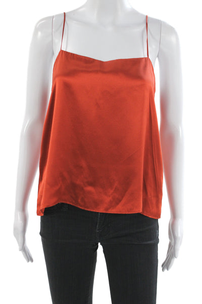 Merritt Charles Women Silk Camisole Orange Square Neck Sleeveless Size M