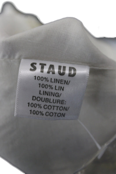 Staud Women White Linen Square Neck Camisole Button Sleeveless Size 6