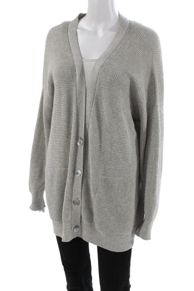 Eileen Fisher Women Gray V-Neck Long Sleeve Cardigan Size M