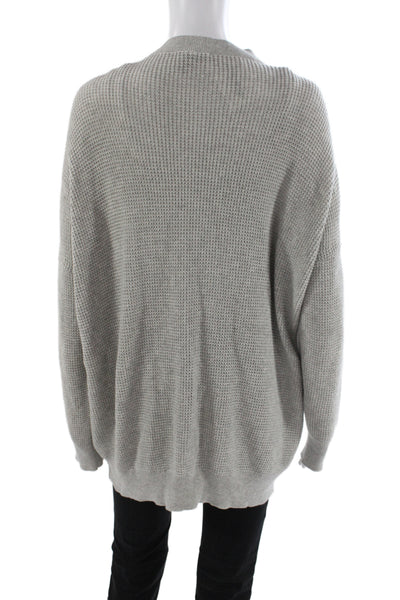 Eileen Fisher Women Gray V-Neck Long Sleeve Cardigan Size M