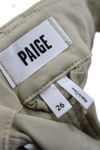 Paige Women Cargo Shorts Beige Button Closure Cotton Size 26