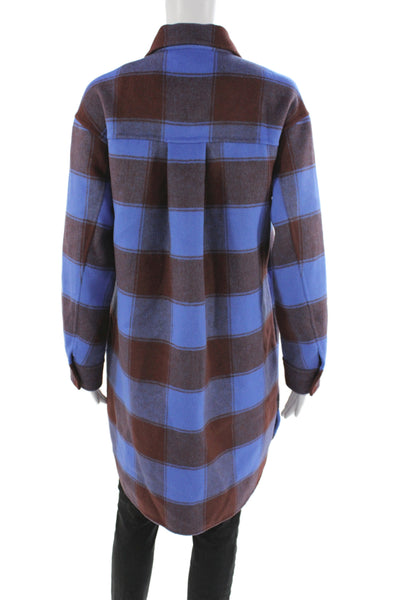Rails Womens Basic Plaid Wool Blend Jacket Blue Long Sleeve Size XS