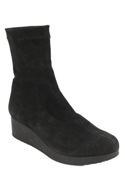 Robert Clergerie Womens Suede Low Wedge Ankle Boots Black Size 6.5 B