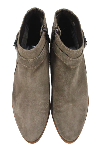 Aquatalia By Marvin K Womens Suede Belted Ankle Boots Beige Size 6
