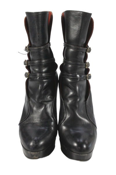 Marc Jacobs Womens Leather Low Platform Ankle Boots Black Size 36.5 6.5