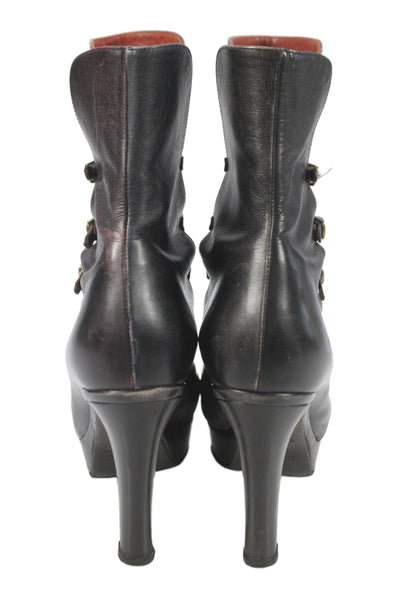 Marc Jacobs Womens Leather Low Platform Ankle Boots Black Size 36.5 6.5