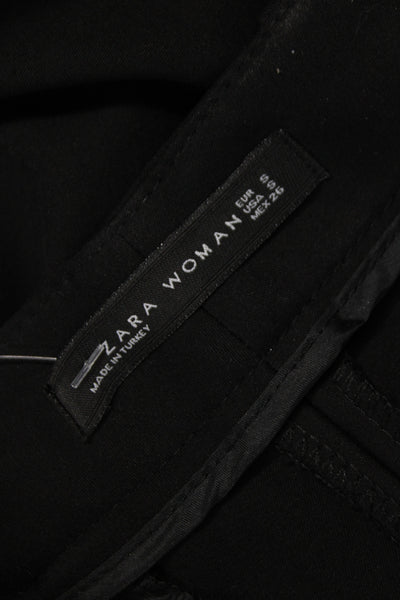 Zara Womens Dress Pants Black Classic Solid Hook & Eye Size S