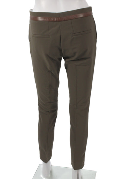 Massimo Dutti Womens Ankle Pants Green Polyester Hook & Eye Size 6