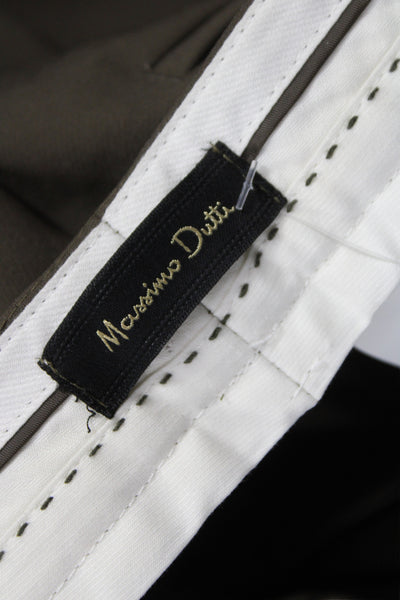 Massimo Dutti Womens Ankle Pants Green Polyester Hook & Eye Size 6