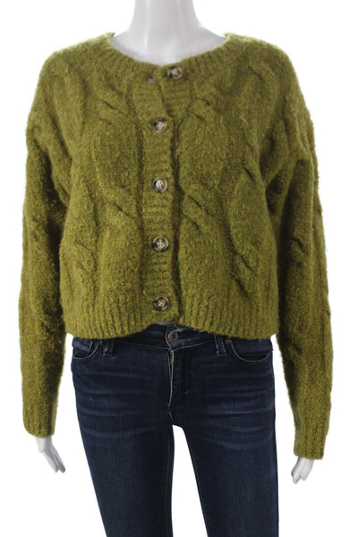 Line & Dot Women Cardigan Green Long Sleeve Round Neck Size XS