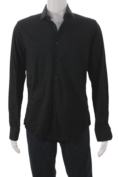 Denim & Flower By Ricky Singh Mens Button Down Shirt Black Size Large