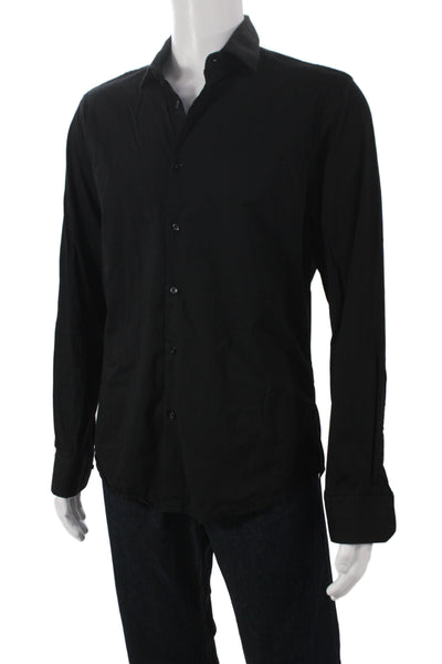 Denim & Flower By Ricky Singh Mens Button Down Shirt Black Size Large