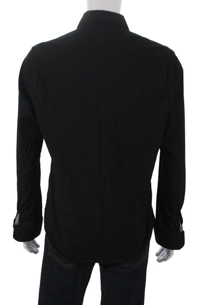 Denim & Flower By Ricky Singh Mens Button Down Shirt Black Size Large