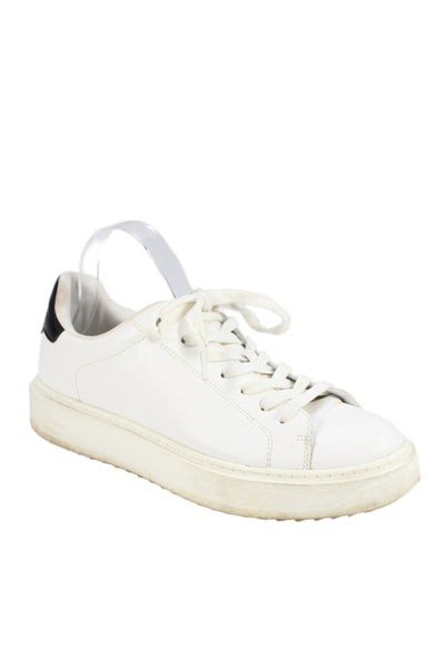 Steve Madden Womens Leather Lace Up Low Top Sneakers White Black Size 11 Medium