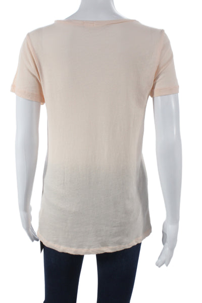 J Crew Womens Basic Floral Scoop Neck Cotton T Shirt Short Sleeve Pink Size M