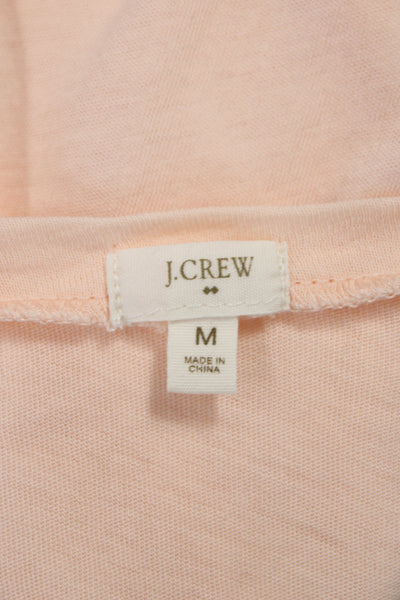J Crew Womens Basic Floral Scoop Neck Cotton T Shirt Short Sleeve Pink Size M