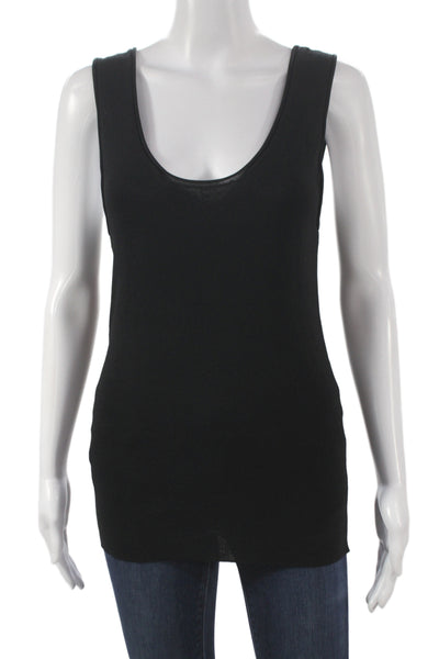 Zara Women Basic Sleeveless Tank Black Scoop Neck Pullover Size L