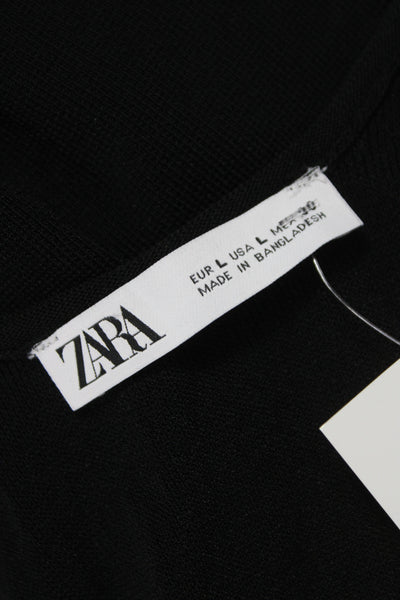 Zara Women Basic Sleeveless Tank Black Scoop Neck Pullover Size L