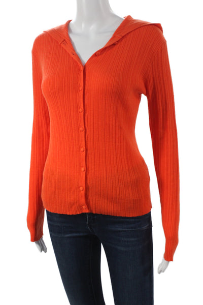 Zara Women Cardigan Ribbed Knit V-Neck Long Sleeve Orange Size M
