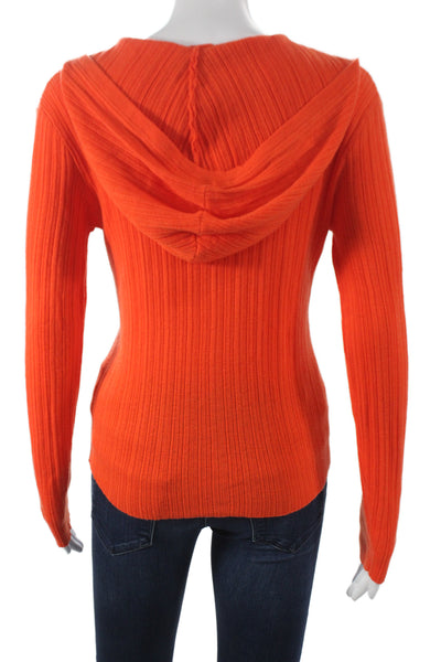 Zara Women Cardigan Ribbed Knit V-Neck Long Sleeve Orange Size M