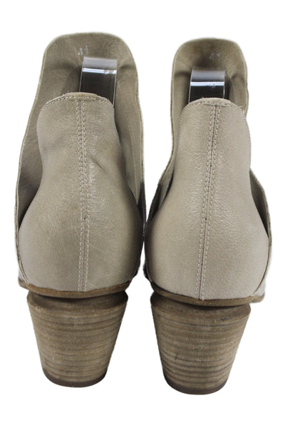 Officine Creative Womens Leather Point Toe Block Heels Booties Beige Size EUR 41