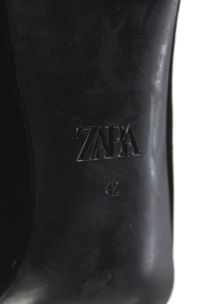 Zara Womens Velvet Ankle Buckled Pointed Toe Heels Black Size EUR 12
