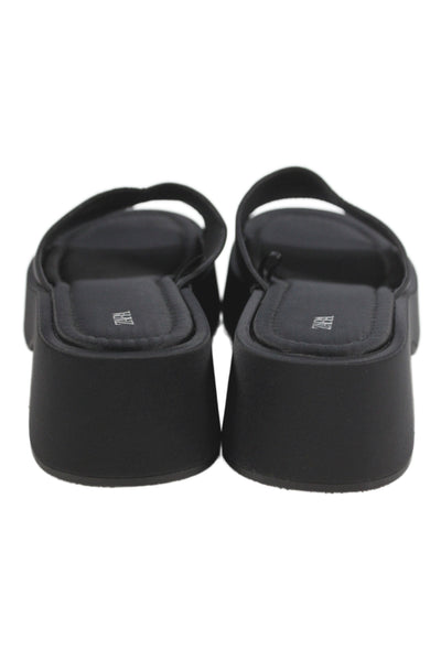 Zara Womens Square Toe Platform Mule Sandals Black Size EUR 41