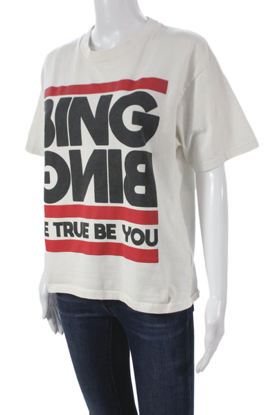 Anine Bing Womens Jersey Cotton Crew Neck White Short Sleeve T-Shirt Size XS