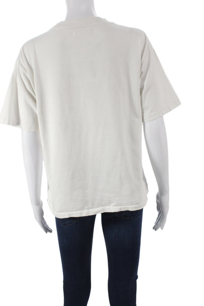 Anine Bing Womens Jersey Cotton Crew Neck White Short Sleeve T-Shirt Size XS