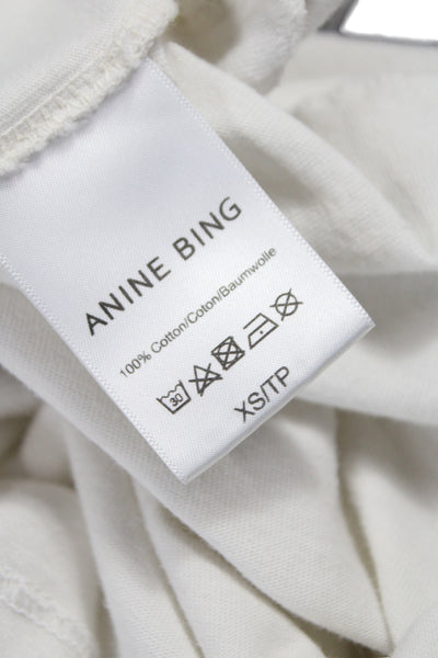 Anine Bing Womens Jersey Cotton Crew Neck White Short Sleeve T-Shirt Size XS
