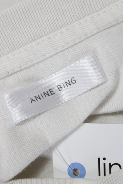 Anine Bing Womens Jersey Cotton Crew Neck White Short Sleeve T-Shirt Size XS