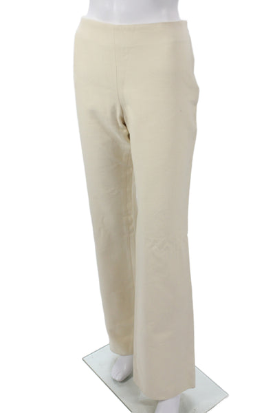 Lanvin Womens Ivory Cotton Dress Pants Zip Inseam 33 Size 44