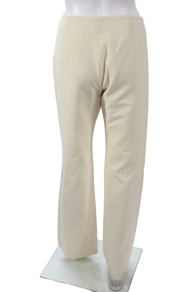Lanvin Womens Ivory Cotton Dress Pants Zip Inseam 33 Size 44