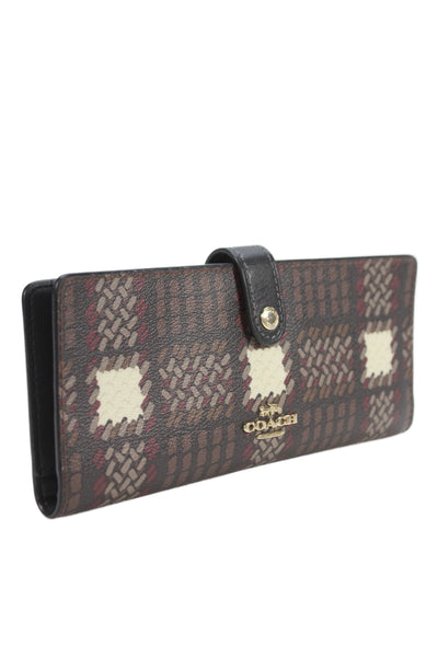Coach Womens Canvas Abstract Print Wallet Multi Colored