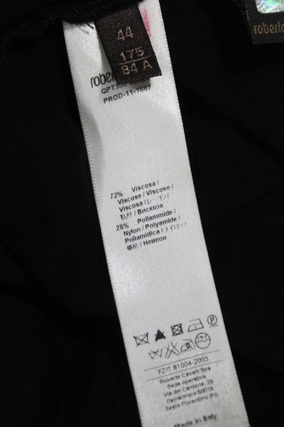 Roberto Cavalli Women Jersey Blouse Off Shoulder Black Sleeveless Zip Size 44