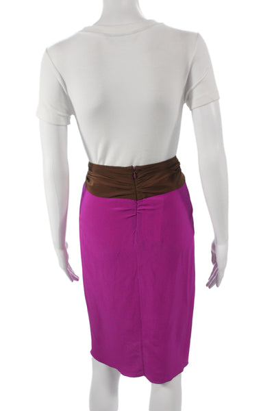 Alberta Ferretti Womens Wrap Silk Knee Length Skirt Brown Size 6