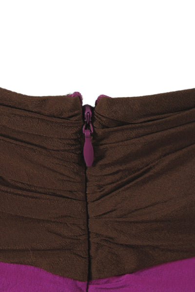Alberta Ferretti Womens Wrap Silk Knee Length Skirt Brown Size 6