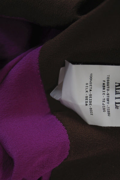 Alberta Ferretti Womens Wrap Silk Knee Length Skirt Brown Size 6
