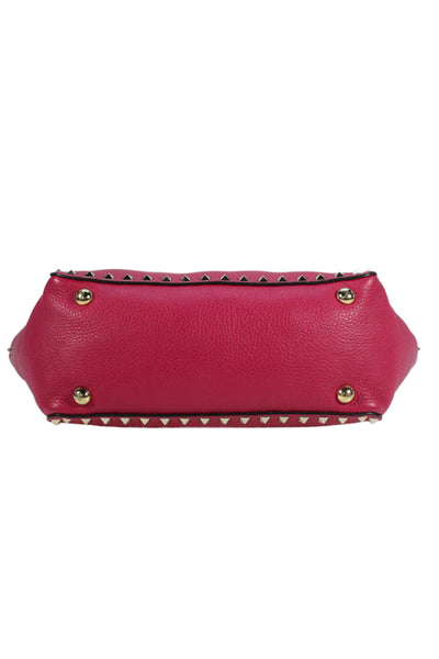 Valentino Womens Leather Garavani Rockstud Tote Handbag Pink