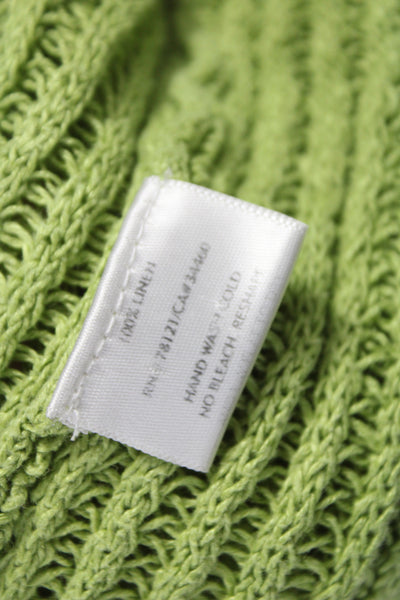 Eileen Fisher Womens Green Linen Pullover Boat Neck Long Sleeve Size M